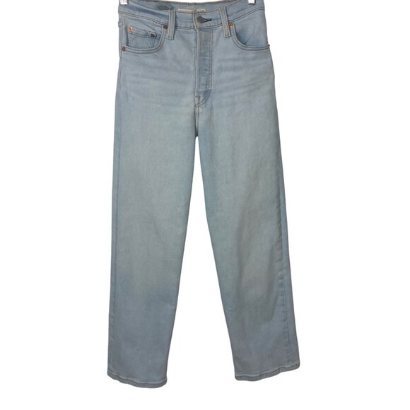 Levis Ribcage Straight Ankle Jeans Womens 25 Light Wash Button Fly Loose - Picture 1 of 8